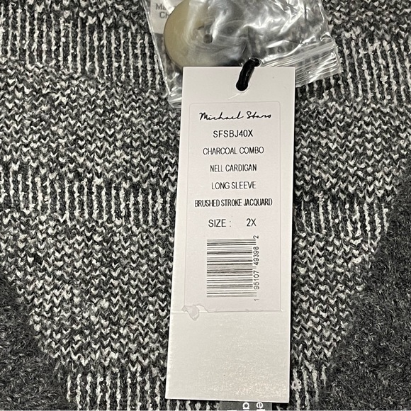Michael Stars Charcoal Combo Nell Cardigan Zebra Thick Sweater Size 2X - Picture 3 of 10